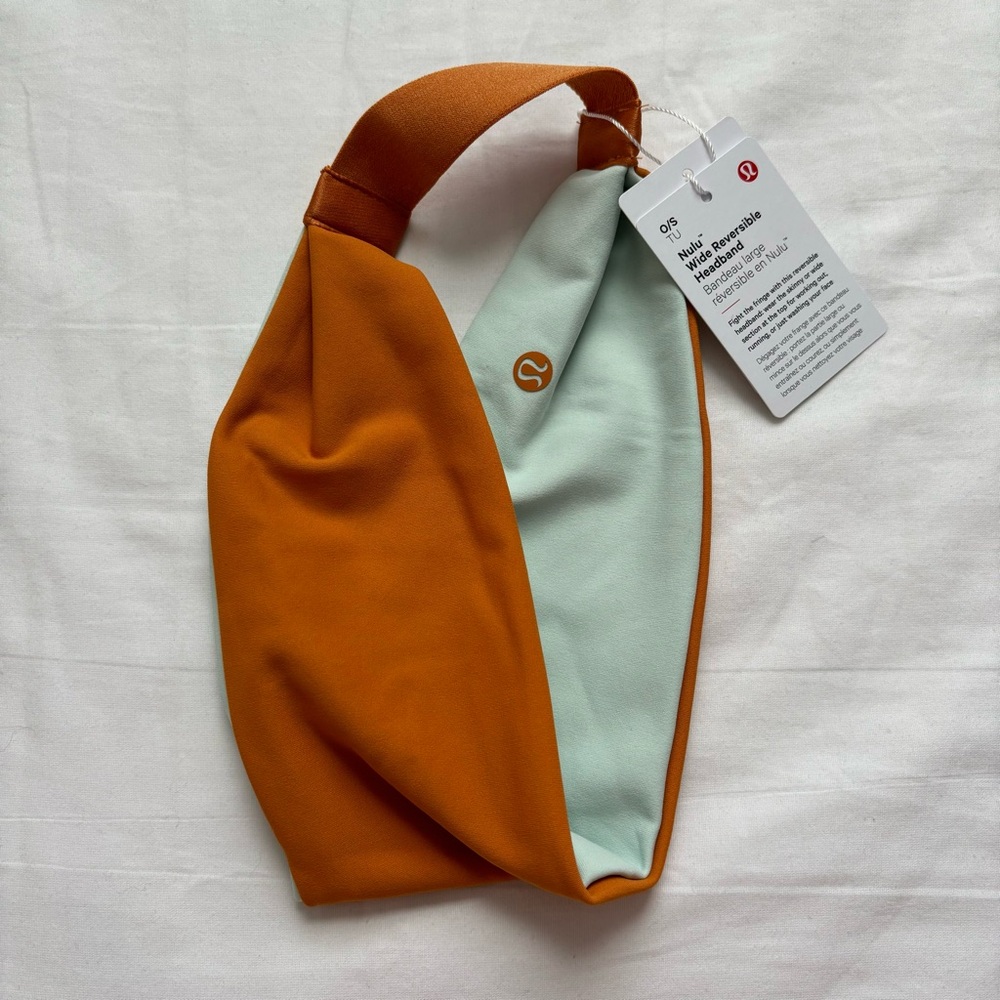 Lululemon Nulu Wide Reversible Headband AUTO/DELM Orange Blue One Size